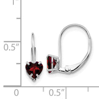 14k White Gold 5mm Heart Garnet Leverback Earrings-XLB120WGA