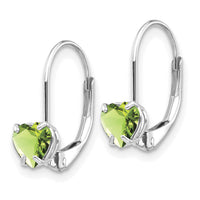 14k White Gold 5mm Heart Peridot Leverback Earrings-XLB120WPE