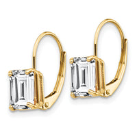 14k 7x5mm Emerald Cut Cubic Zirconia Leverback Earrings-XLB124CZ