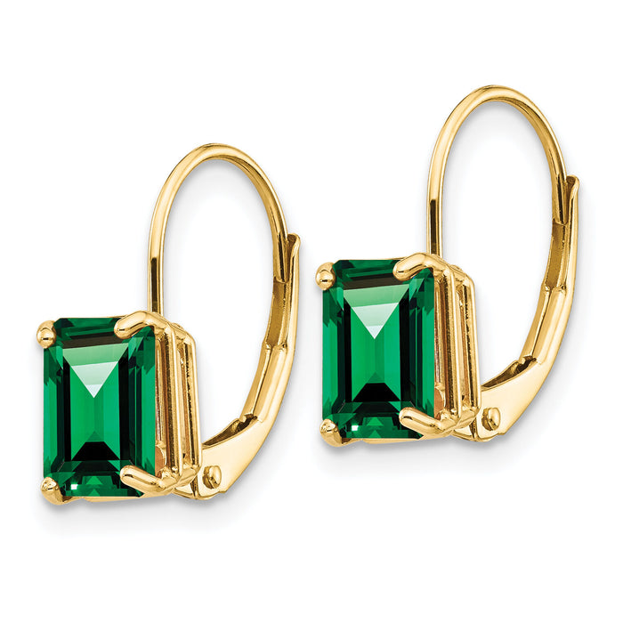 14k 7x5mm Emerald Cut Mount St. Helens Leverback Earrings-XLB124MS