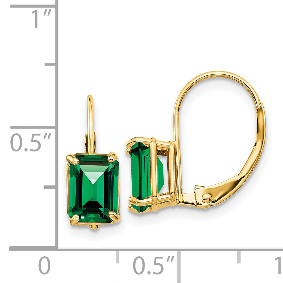 14k 7x5mm Emerald Cut Mount St. Helens Leverback Earrings-XLB124MS
