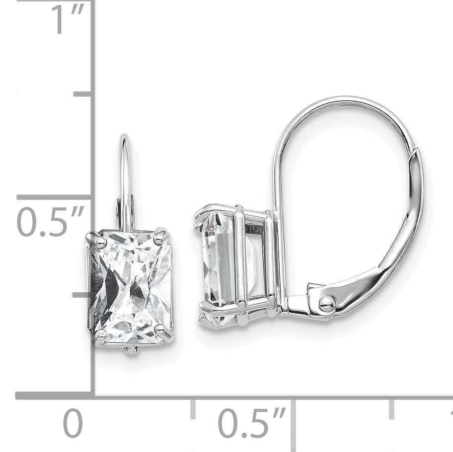 14k White Gold 7x5mm Emerald Cut Cubic Zirconia Earrings-XLB124WCZ