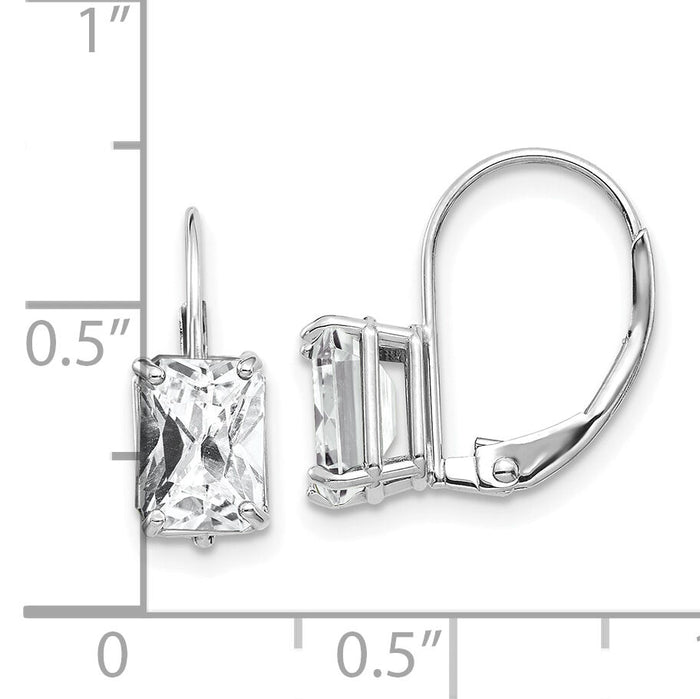 14k White Gold 7x5mm Emerald Cut Cubic Zirconia Earrings-XLB124WCZ
