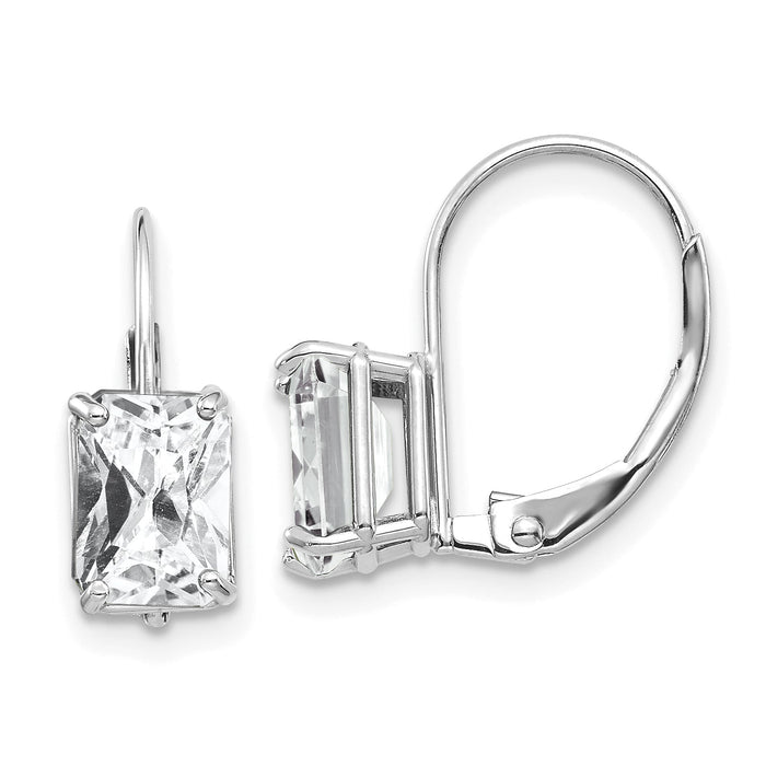 14k White Gold 7x5mm Emerald Cut Cubic Zirconia Earrings-XLB124WCZ