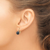 14k 7-8mm Black FW Cultured Pearl AA Diamond Leverback Earrings-XLB70BP/AA
