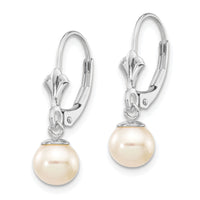 14k WG 6-7mm Rnd Wht Freshwater Cultured Pearl Dangle Earrings-XLBW154PL