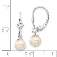 14k WG 6-7mm Rnd Wht Freshwater Cultured Pearl Dangle Earrings-XLBW154PL