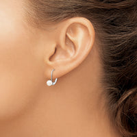 14k White Gold 5-6mm Round Freshwater Cultured Pearl Leverback Earrings-XLBW55PL