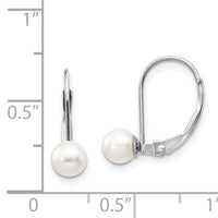 14k White Gold 5-6mm Round Freshwater Cultured Pearl Leverback Earrings-XLBW55PL
