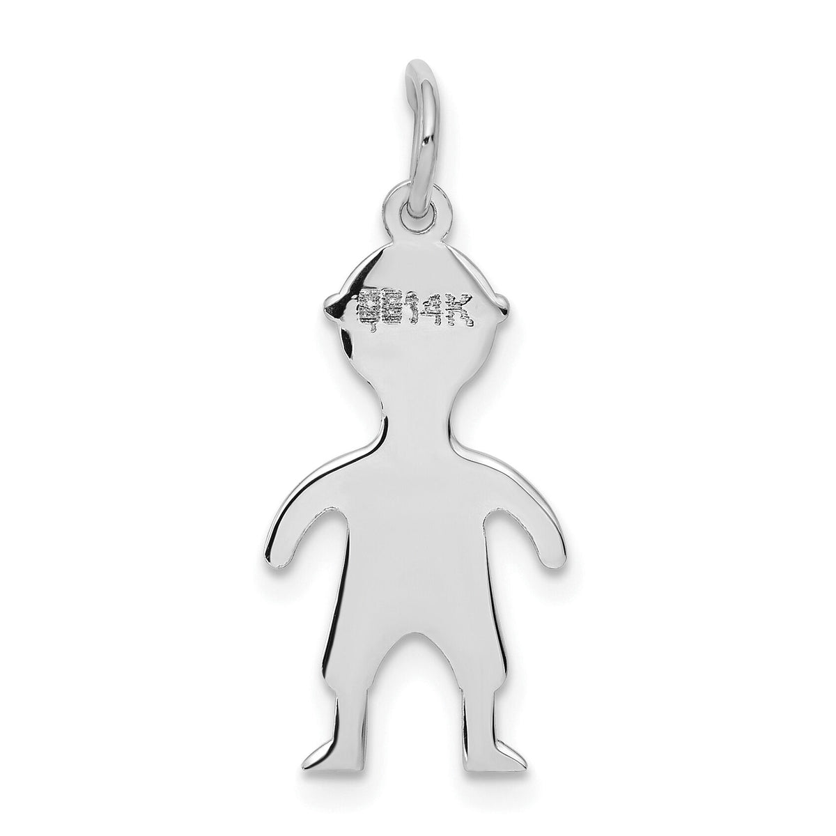 14k White Gold .018 Depth Engravable Boy Charm-XM100/18W