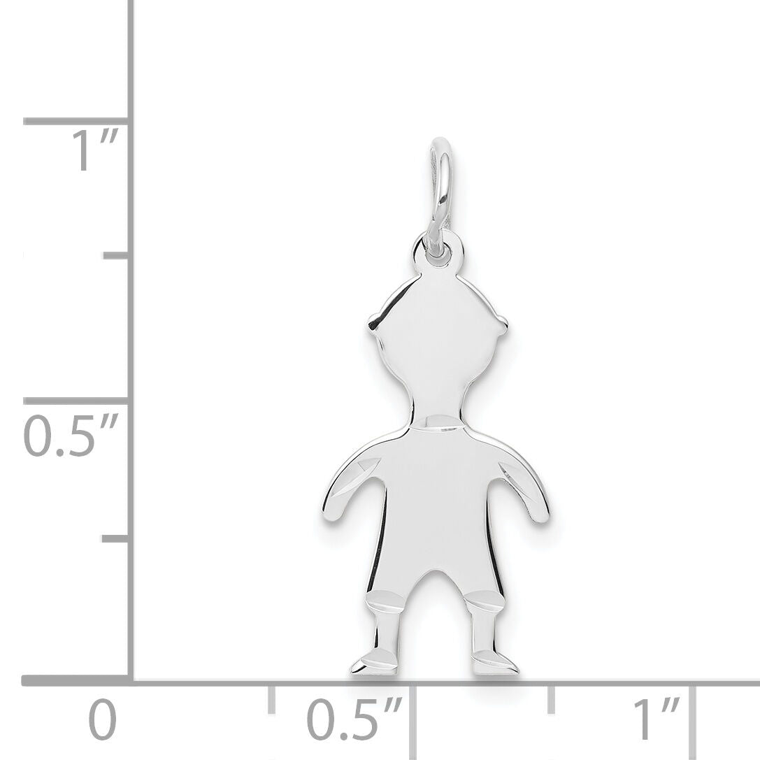14k White Gold .018 Depth Engravable Boy Charm-XM100/18W