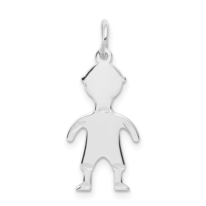 14k White Gold .018 Depth Engravable Boy Charm-XM100/18W