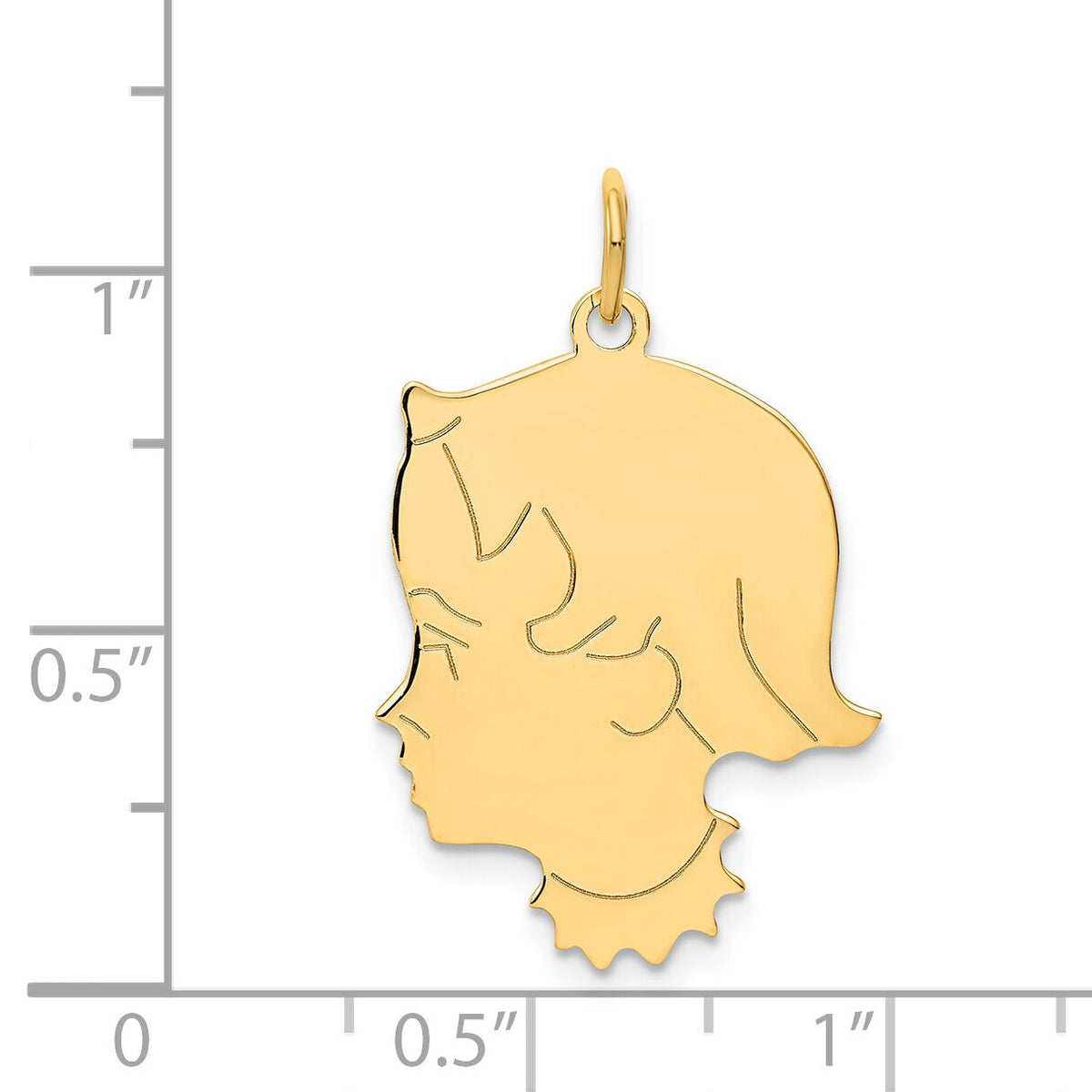 14k .013 Depth Engravable Girl Head Charm-XM102/13