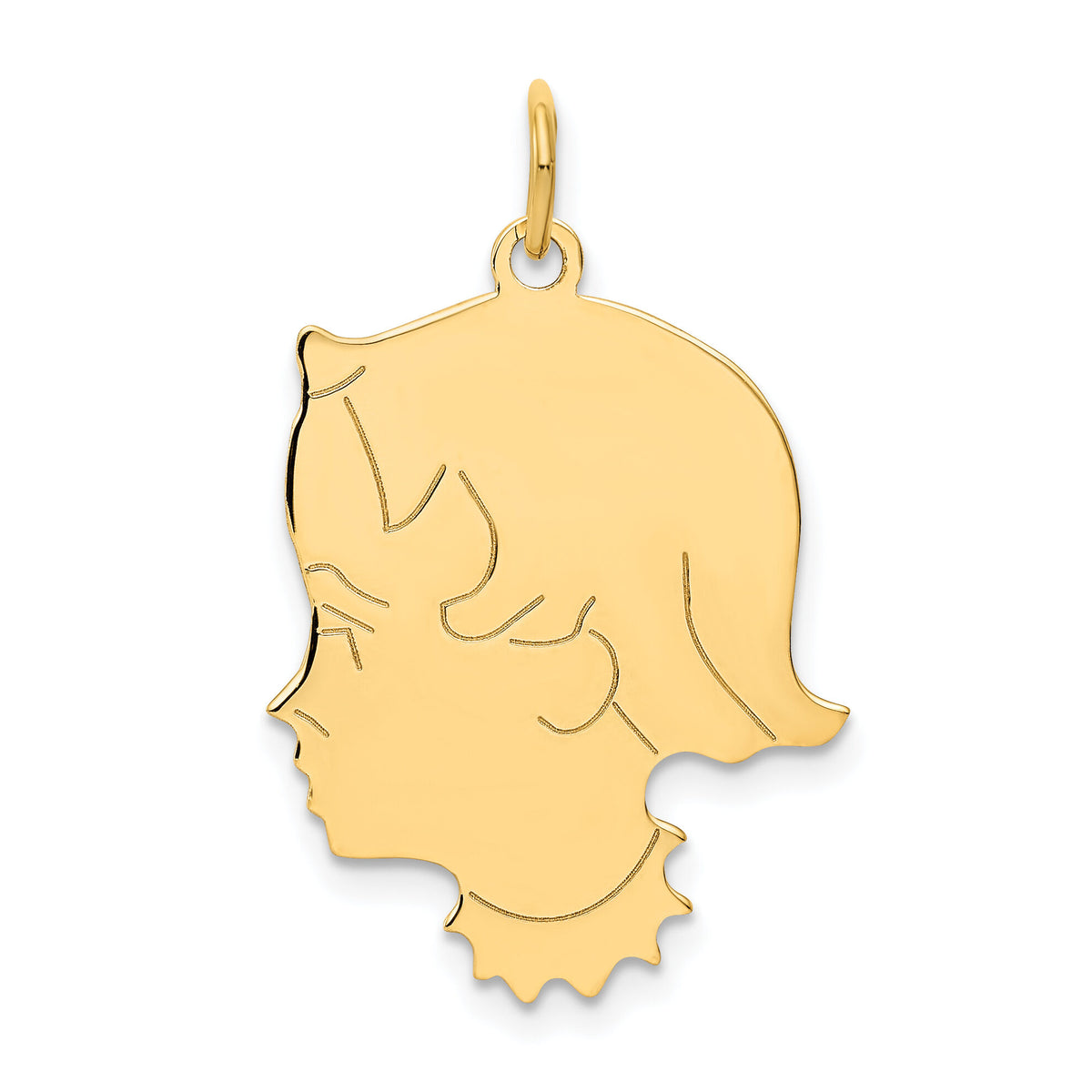 14k .013 Depth Engravable Girl Head Charm-XM102/13