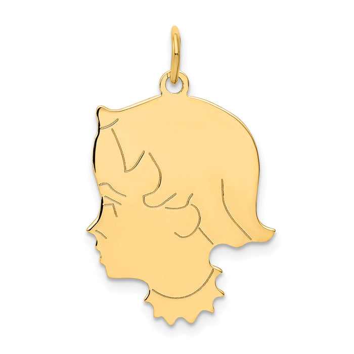14k .013 Depth Engravable Girl Head Charm-XM102/13