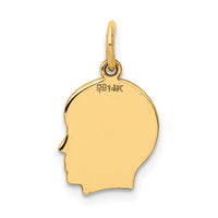 14k Plain Small .027 Gauge Facing Right Engravable Boy Head Charm-XM104/27