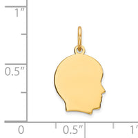 14k Plain Small .035 Gauge Facing Right Engravable Boy Head Charm-XM104/35