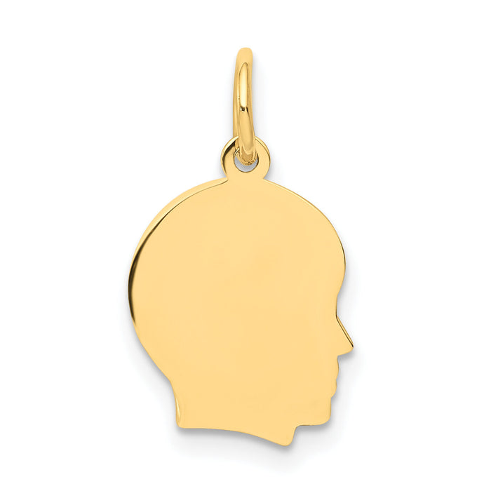 14k Plain Small .035 Gauge Facing Right Engravable Boy Head Charm-XM104/35