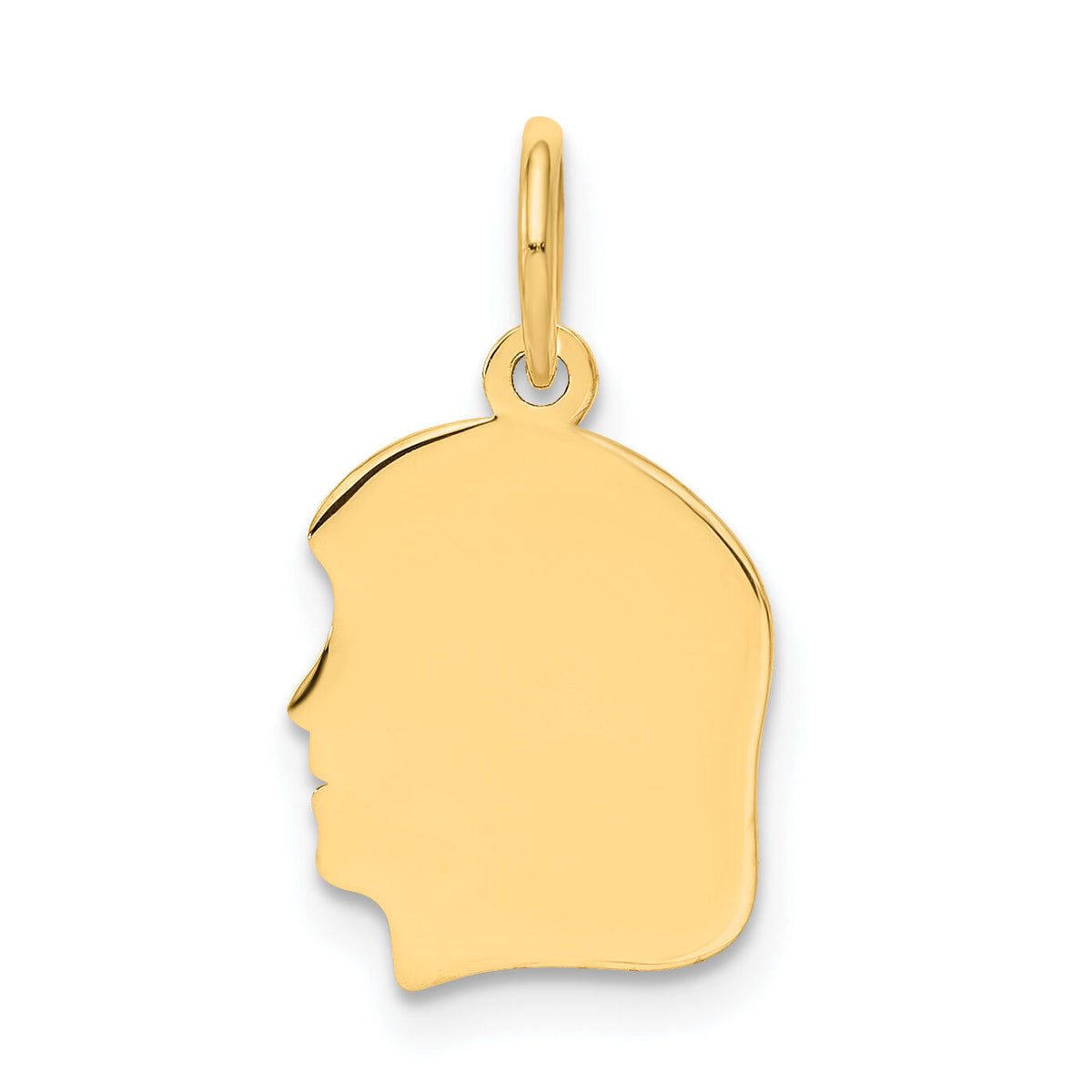 14k Plain Small .035 Gauge Facing Left Engravable Girl Head Charm-XM107/35