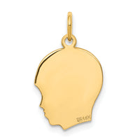 14k Plain Medium .035 Gauge Facing Right Engravable Boy Head Charm-XM108/35