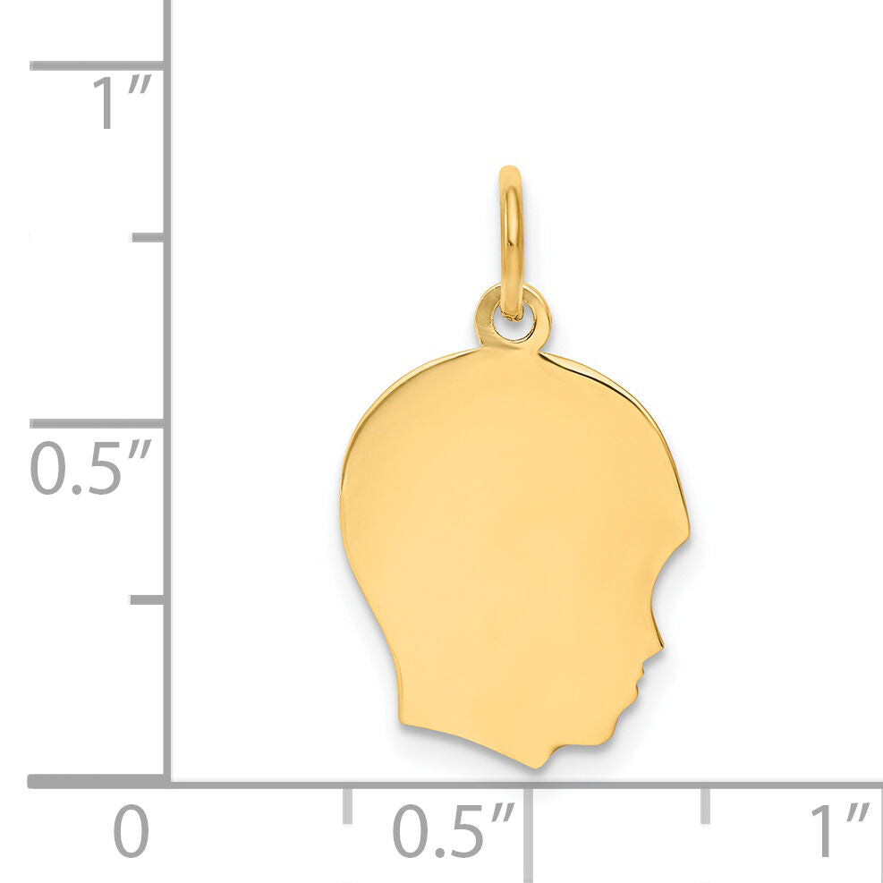14k Plain Medium .011 Gauge Facing Right Engravable Boy Head Charm-XM108/11