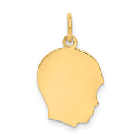 14k Plain Medium .011 Gauge Facing Right Engravable Boy Head Charm-XM108/11