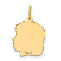 14k Plain Medium .011 Gauge Facing Right Engravable Girl Head Charm-XM109/11
