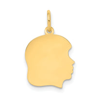 14k Plain Medium .011 Gauge Facing Right Engravable Girl Head Charm-XM109/11