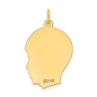 14k Plain Medium .013 Gauge Facing Right Engravable Boy Head Charm-XM112/13