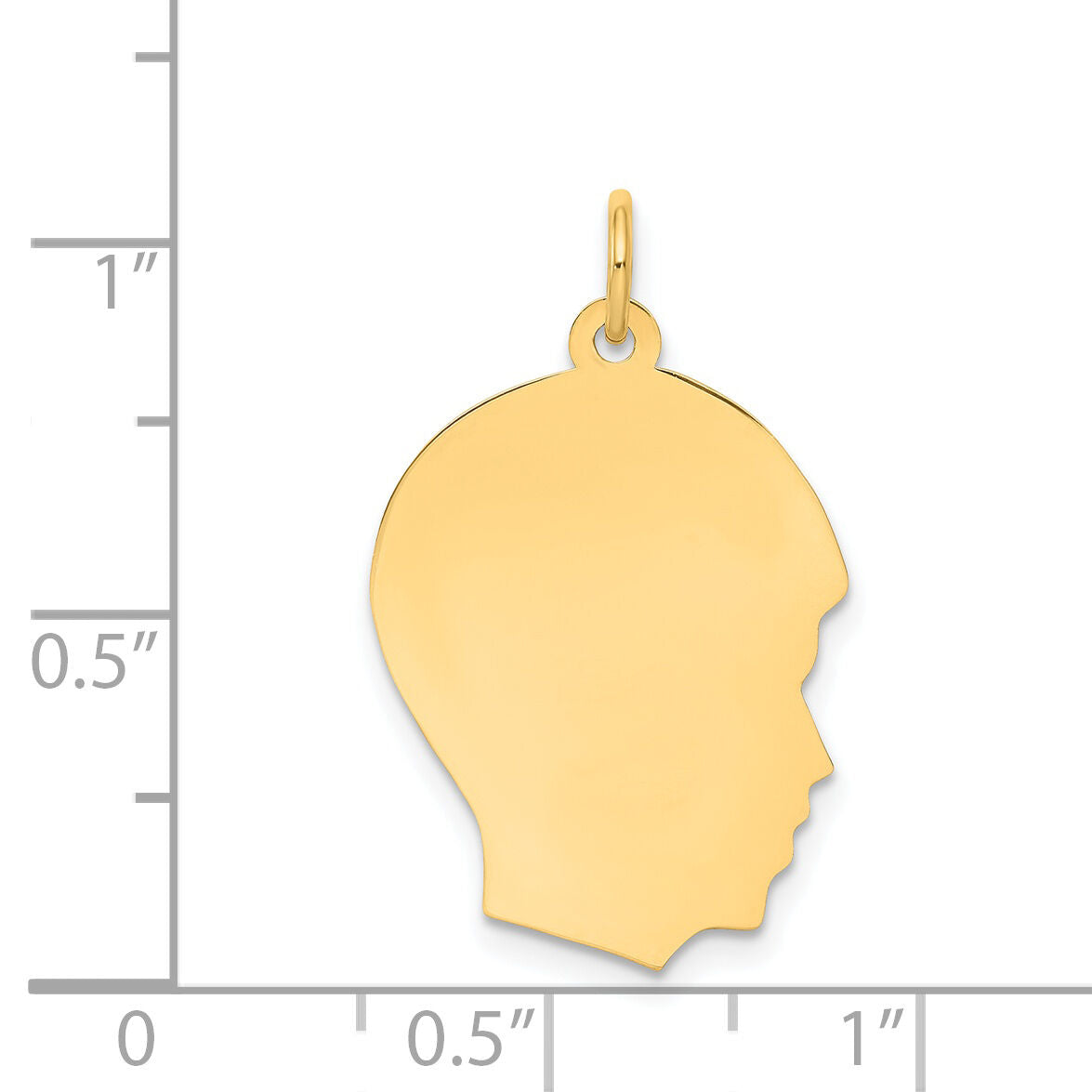 14k Plain Medium .035 Gauge Facing Right Engravable Boy Head Charm-XM112/35