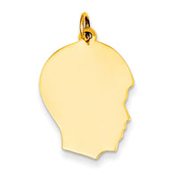 14k Plain Medium .013 Gauge Facing Right Engravable Boy Head Charm-XM112/13