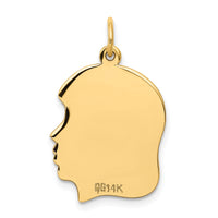 14k Plain Medium .009 Gauge Facing Right Engravable Girl Head Charm-XM113/09