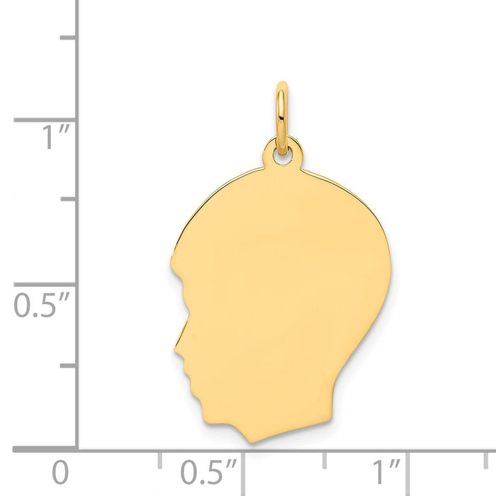 14k Plain Medium .011 Gauge Facing Left Engravable Boy Head Charm-XM114/11