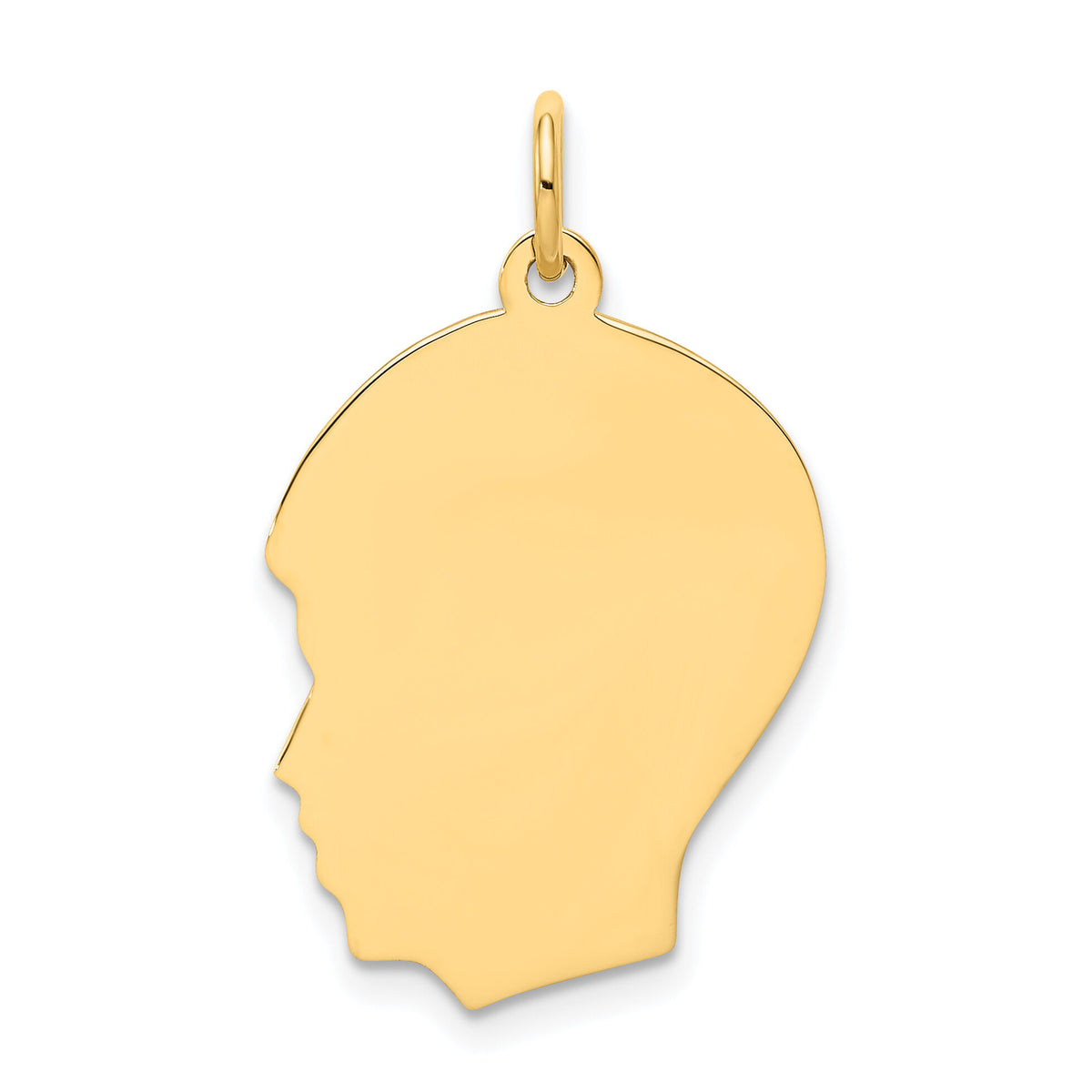 14k Plain Medium .027 Gauge Facing Left Engravable Boy Head Charm-XM114/27