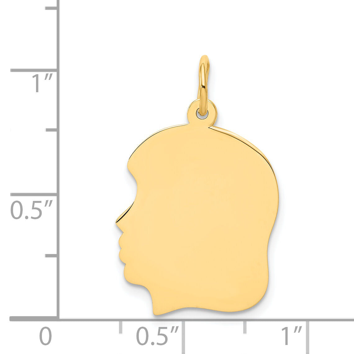 14k Plain Medium .035 Gauge Facing Left Engravable Girl Head Charm-XM115/35