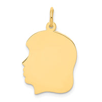 14k Plain Medium .011 Gauge Facing Left Engravable Girl Head Charm-XM115/11