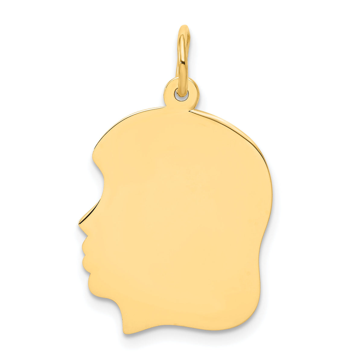 14k Plain Medium .013 Gauge Facing Left Engravable Girl Head Charm-XM115/13