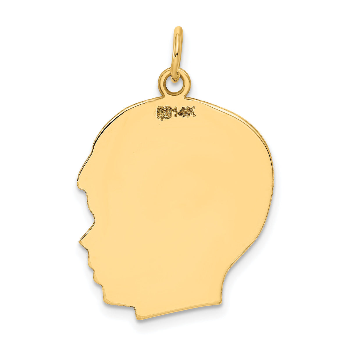 14k Plain Large .013 Gauge Facing Right Engravable Boy Head Charm-XM116/13