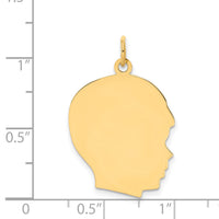 14k Plain Large .018 Gauge Facing Right Engravable Boy Head Charm-XM116/18