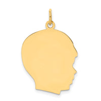 14k Plain Large .011 Gauge Facing Right Engravable Boy Head Charm-XM116/11