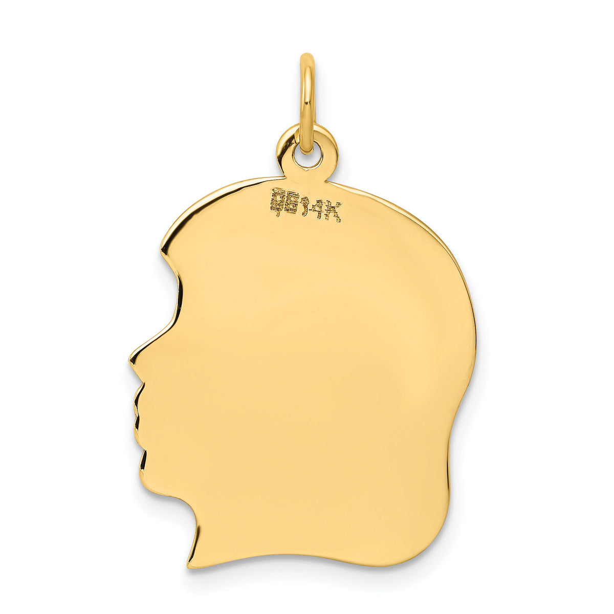 14k Plain Large .035 Gauge Facing Right Engravable Girl Head Charm-XM117/35