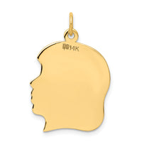 14k Plain Large .018 Gauge Facing Right Engravable Girl Head Charm-XM117/18