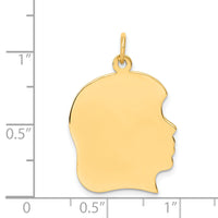 14k Plain Large .013 Gauge Facing Right Engravable Girl Head Charm-XM117/13