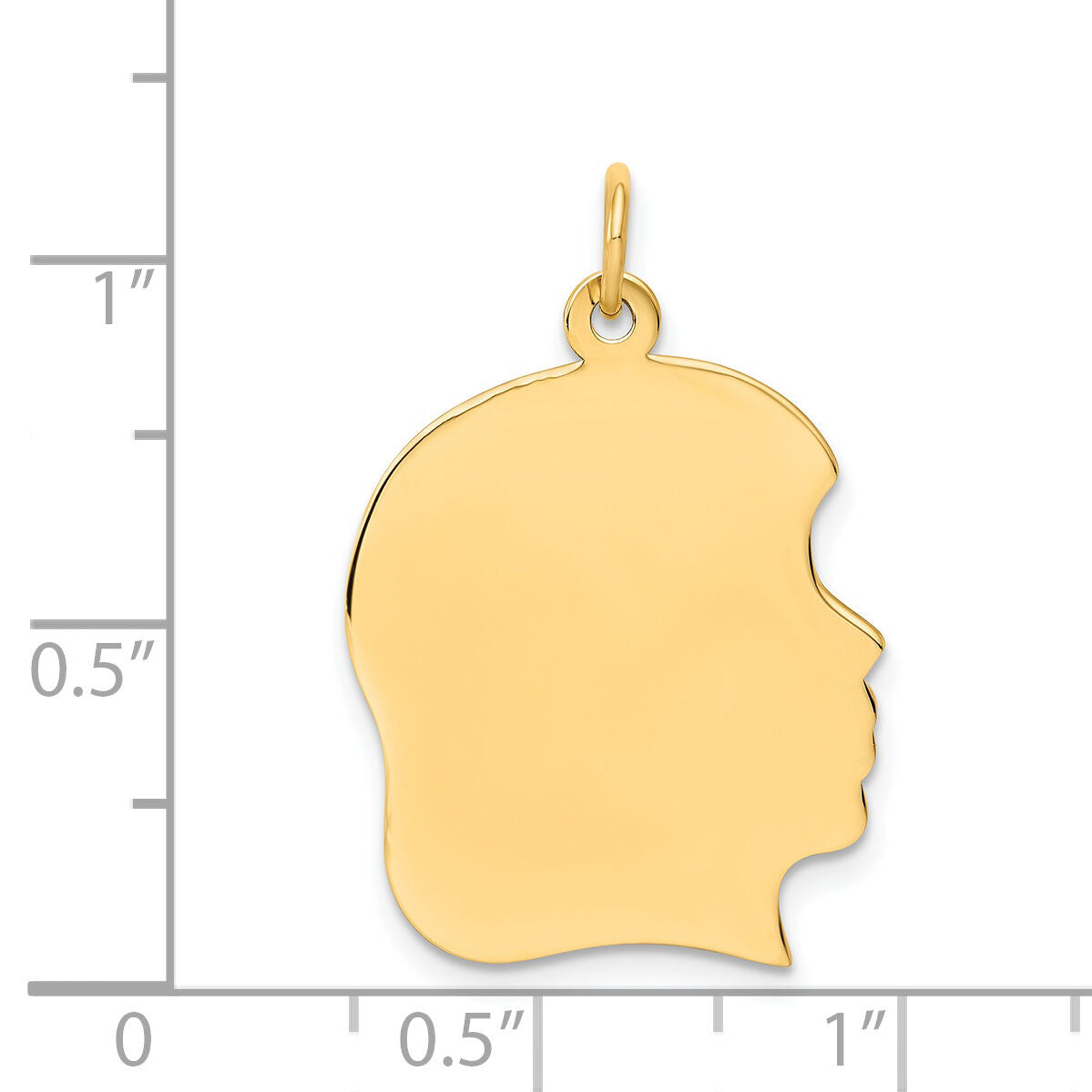 14k Plain Large .027 Gauge Facing Right Engravable Girl Head Charm-XM117/27