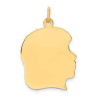 14k Plain Large .018 Gauge Facing Right Engravable Girl Head Charm-XM117/18