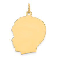 14k Plain Large .027 Gauge Facing Left Engravable Boy Head Charm-XM118/27