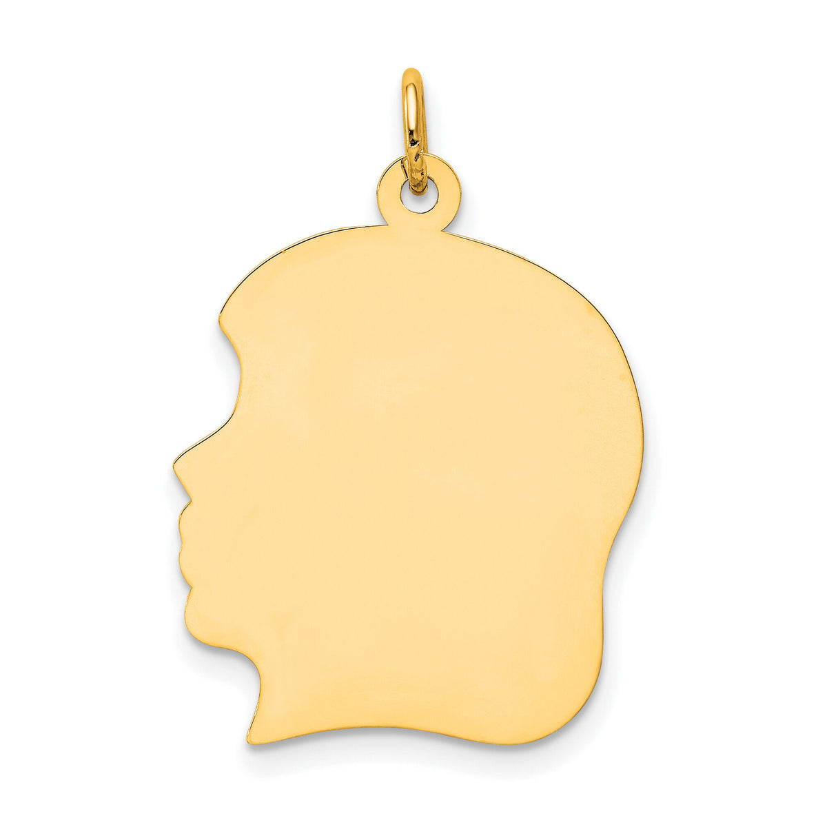 14k Plain Large .035 Gauge Facing Left Engravable Girl Head Charm-XM119/35