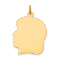 14k Plain Large .035 Gauge Facing Left Engravable Girl Head Charm-XM119/35