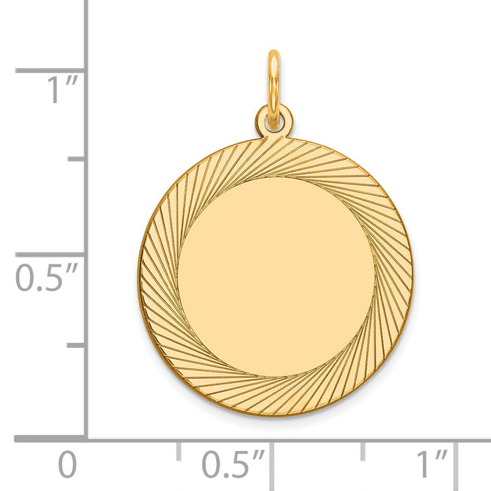 14k Etched Design .018 Gauge Circular Engravable Disc Charm-XM143/18