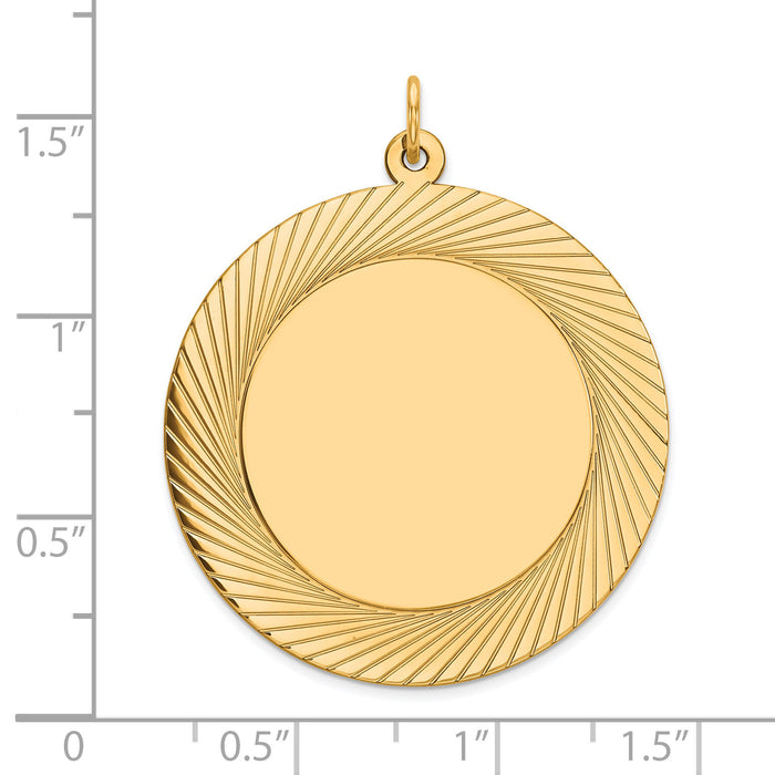 14k Etched Design .018 Gauge Circular Engravable Disc Charm-XM146/18